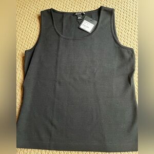 St John Caviar black sleeveless top size M NWT 53% wool 47% rayon
